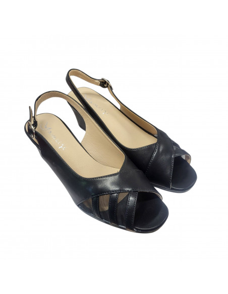 Sandale elegante pentru femei, piele eco, bej, cu toc gros
