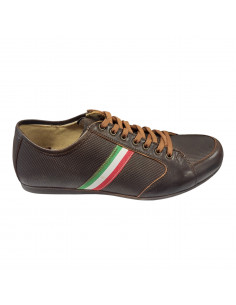 Sneakers maro, moderni, din piele, pentru barbati - W56