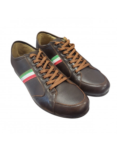 Sneakers maro, moderni, din piele, pentru barbati - W56