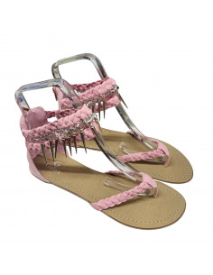 Sandale dama roz, cu tinte decorative 2