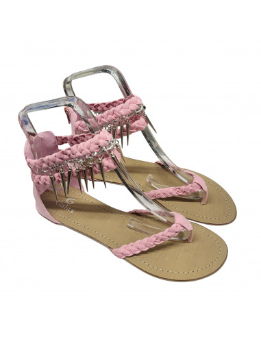 Sandale dama roz, cu tinte decorative