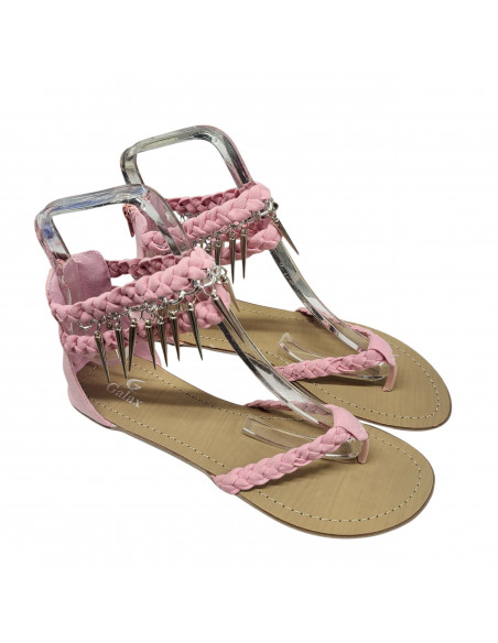 Sandale dama roz, cu tinte decorative