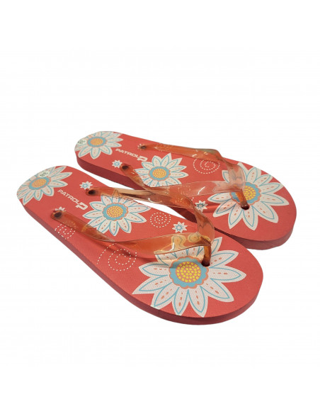 Slapi femei din spuma, infradito, roz cu modele florale