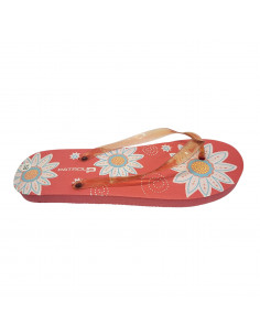 Slapi femei din spuma, infradito, roz cu modele florale