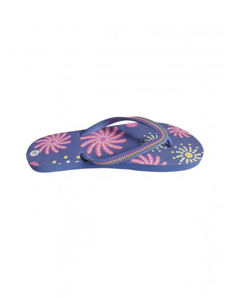 Slapi femei din spuma, infradito, violet cu modele florale
