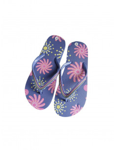 Slapi femei din spuma, infradito, violet cu modele florale 2