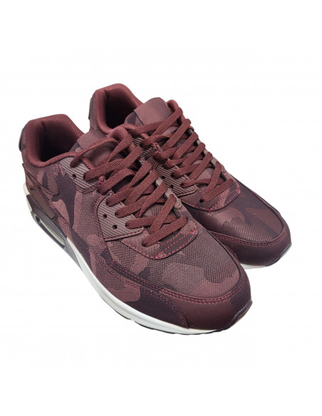 Pantofi sport bărbaţi, din textil, cu insertii de piele ecologica, bordeaux