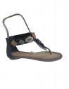 Sandale dama, din piele ecologica, negre, cu pietre decorative