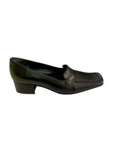 Pantofi dama, din piele naturala, negri, cu varf patrat